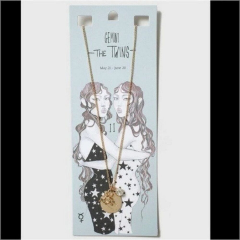 Gemini Zodiac Horoscope Charm Necklace Stone